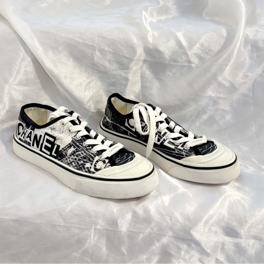 Chanel Logo Print Sneakers